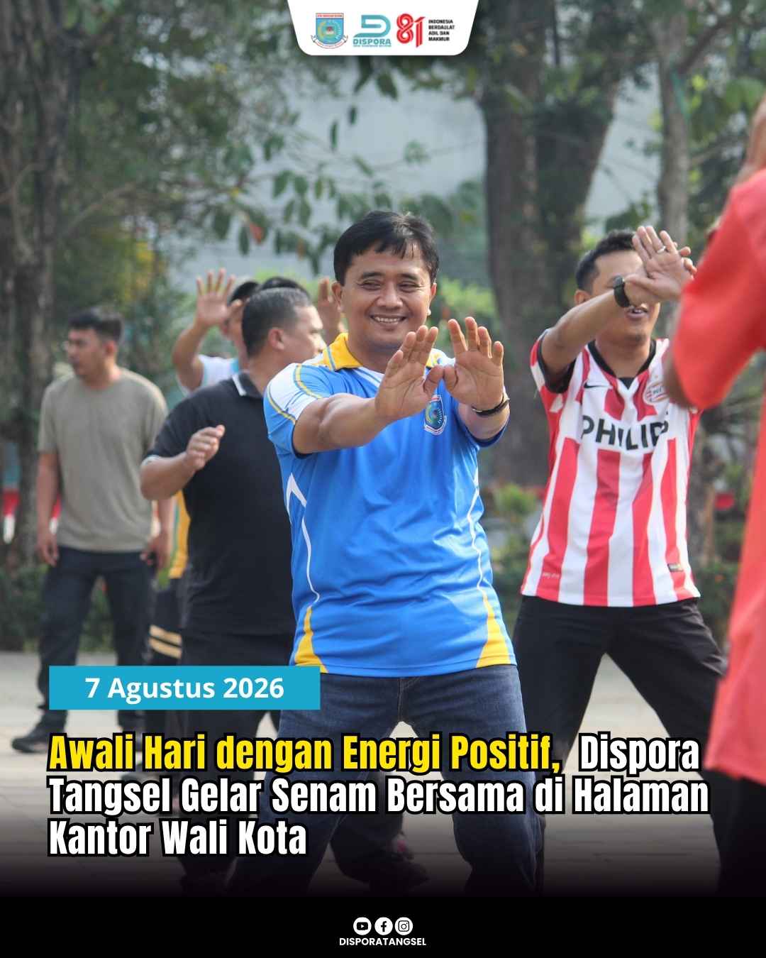 Awali Hari dengan Energi Positif,  Dispora Tangsel Gelar Senam Bersama di Halaman Kantor Wali Kota